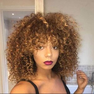 Women'S Fashion Brown Small Curly Explosive Head Chemical Fiber Wig Head Cover
