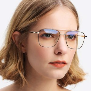 Unisex Retro Double Bridge Glasses Frame Blue Light Blocking Glasses