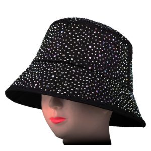 Women'S Fashion Shining Diamond Full Cotton Face Covering Sunscreen Fisherman Hat