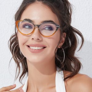 Women'S Fashion Cat Eye Anti Blue Light Flat Glasses