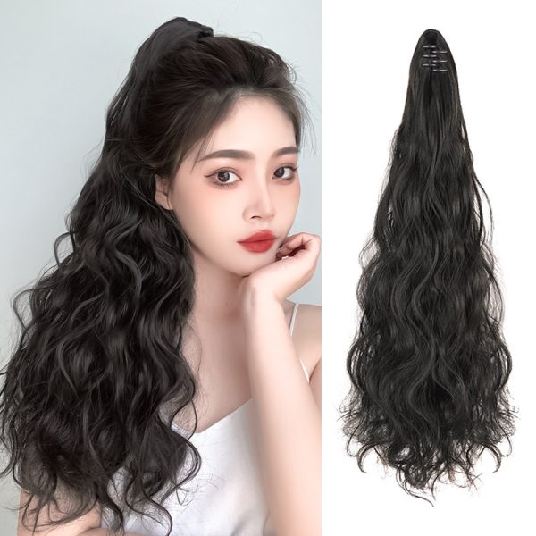 Women'S Water Ripple Grab Clip Big Wave Curly Long Curly Ponytail Wig