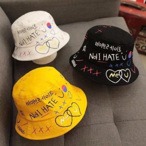 Couple Fashion Letter Heart Small Bucket Hat