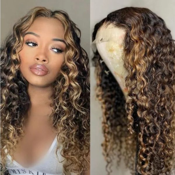Women'S African Long Curly Hair Medium Part Pick Dyed Chemical Fiber Wig Headgear