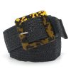 Women Summer Beach Leopard Square Buckle Woven Belt