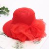 Women Fashion Bow Mesh Decorative Eaves Fedora