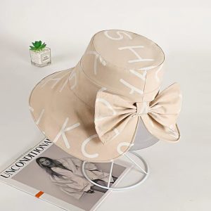 Women Fashion Simple Letter Bowknot Uv Protection Summer Sun Hat