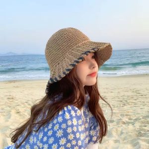 Women Fashion Simple Straw Beach Summer Travel Hat