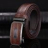 Men Fashion Crocodile Pattern Leather Buckle Business Belt