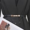 Women'S Fashion Faux Leather D Shape Pearl Buckle Belt