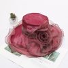 Women Fashion Lace Embroidered Flowers Decorated Big Eaves Fedora