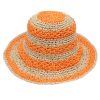 Women Fashion Multicolor Woven Stripe Foldable Bucket Hat