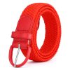 Women'S Fashion Casual Solid Color Alloy Pin Buckle Woven Elastic Canvas Belt