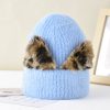 Women Cute Cat Ears Leopard Knitted Beanies Hat