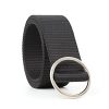 Women'S Fashion Large Round Buckle Canvas Trim Thin Belt