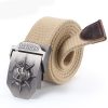 Men Fashion Personality Skull Buckle Thickened Canvas Belt