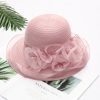 Women Fashion Mesh Flowers Decoration Big Eaves Fedora