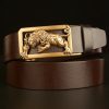 Men Casual Tiger Pattern Automatic Buckle Leather Belt