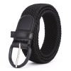 Women'S Fashion Casual Solid Color Alloy Pin Buckle Woven Elastic Canvas Belt