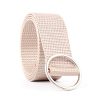 Women'S Fashion Large Round Buckle Canvas Trim Thin Belt