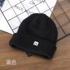 Women Fashion Solid Color Letter M Knitted Beanies Hat