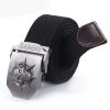 Men Fashion Personality Skull Buckle Thickened Canvas Belt