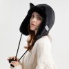 Women Cute Cartoon Solid Color Cat Ears Plush Cold-Proof Pompom Cap