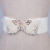 Women Fashion Simple Elastic White Butterfly Belt