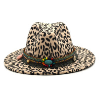 Unisex Fashion Leopard Inlaid Multicolor Stone Fedora Hat