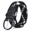 Women'S Fashion Casual Solid Color Alloy Pin Buckle Woven Elastic Canvas Belt