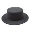 Women Vintage Woolen Top Hats Men Flat-Top Jazz Hats