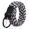 Women'S Fashion Casual Solid Color Alloy Pin Buckle Woven Elastic Canvas Belt