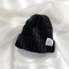 Women Winter Simple Solid Color Wool Braided Knitted Beanie Hat