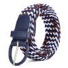 Women'S Fashion Casual Solid Color Alloy Pin Buckle Woven Elastic Canvas Belt