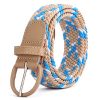 Women'S Fashion Casual Solid Color Alloy Pin Buckle Woven Elastic Canvas Belt