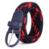 Women'S Fashion Casual Solid Color Alloy Pin Buckle Woven Elastic Canvas Belt