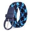 Women'S Fashion Casual Solid Color Alloy Pin Buckle Woven Elastic Canvas Belt