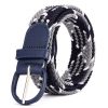 Women'S Fashion Casual Solid Color Alloy Pin Buckle Woven Elastic Canvas Belt