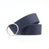 Men'S And Women'S Fashion Casual Round Smooth Buckle Canvas Belt