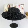 Women Fashion Mesh Flowers Decoration Big Eaves Fedora