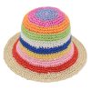 Women Fashion Multicolor Woven Stripe Foldable Bucket Hat