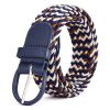 Women'S Fashion Casual Solid Color Alloy Pin Buckle Woven Elastic Canvas Belt