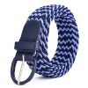 Women'S Fashion Casual Solid Color Alloy Pin Buckle Woven Elastic Canvas Belt