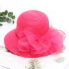 Women Fashion Bow Mesh Decorative Eaves Fedora