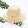 Women Fashion Mesh Flowers Decoration Big Eaves Fedora