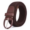 Women'S Fashion Casual Solid Color Alloy Pin Buckle Woven Elastic Canvas Belt