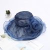 Women Fashion Lace Embroidered Flowers Decorated Big Eaves Fedora