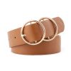 Women'S Casual Fashion Double Round Buckle Pin Buckle Belt