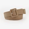 Women'S Fashion Candy Color Square Buckle Braided Wide Belt