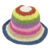 Women Fashion Multicolor Woven Stripe Foldable Bucket Hat