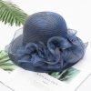 Women Fashion Mesh Flowers Decoration Big Eaves Fedora